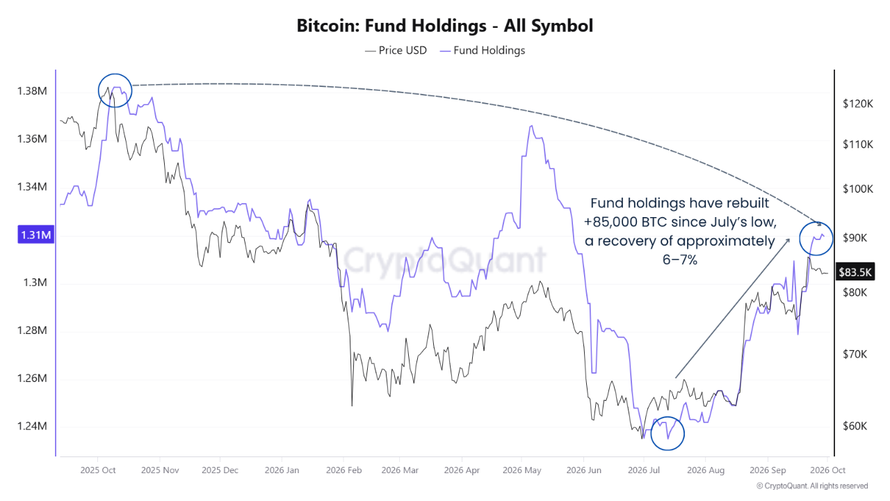 Bitcoin fon bakiyelerinin temmuz dibinden toparlanması ve önceki yüksek seviyeleri