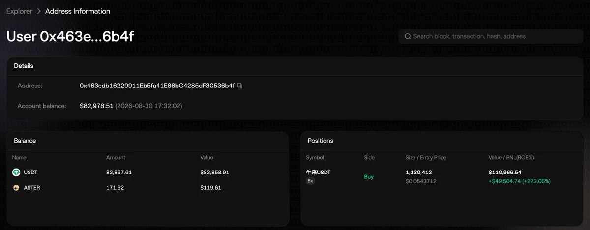 1,13 milyon tokenlik pozisyonun 49.504,74 dolarlık kârla gösterildiği işlem ekranı